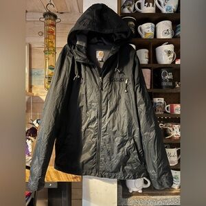 Carhartt Lightweight Hooded Nylon Black Jacket size Large 12/14